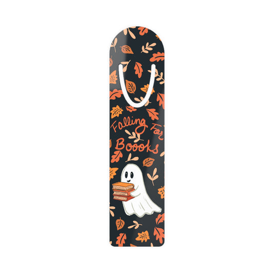 Bookmark - Cute Bookish Ghost in Fall Leaves - 'Falling for Books'